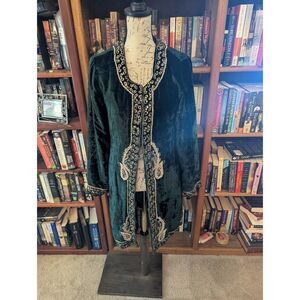 Soft Surroundings Antoinette Velvet Beaded Duster Jacket Coat Size L 12/14